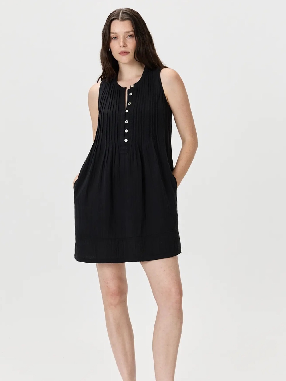 Quince 100% Organic Cotton European Linen Sleeveless Swing Dress